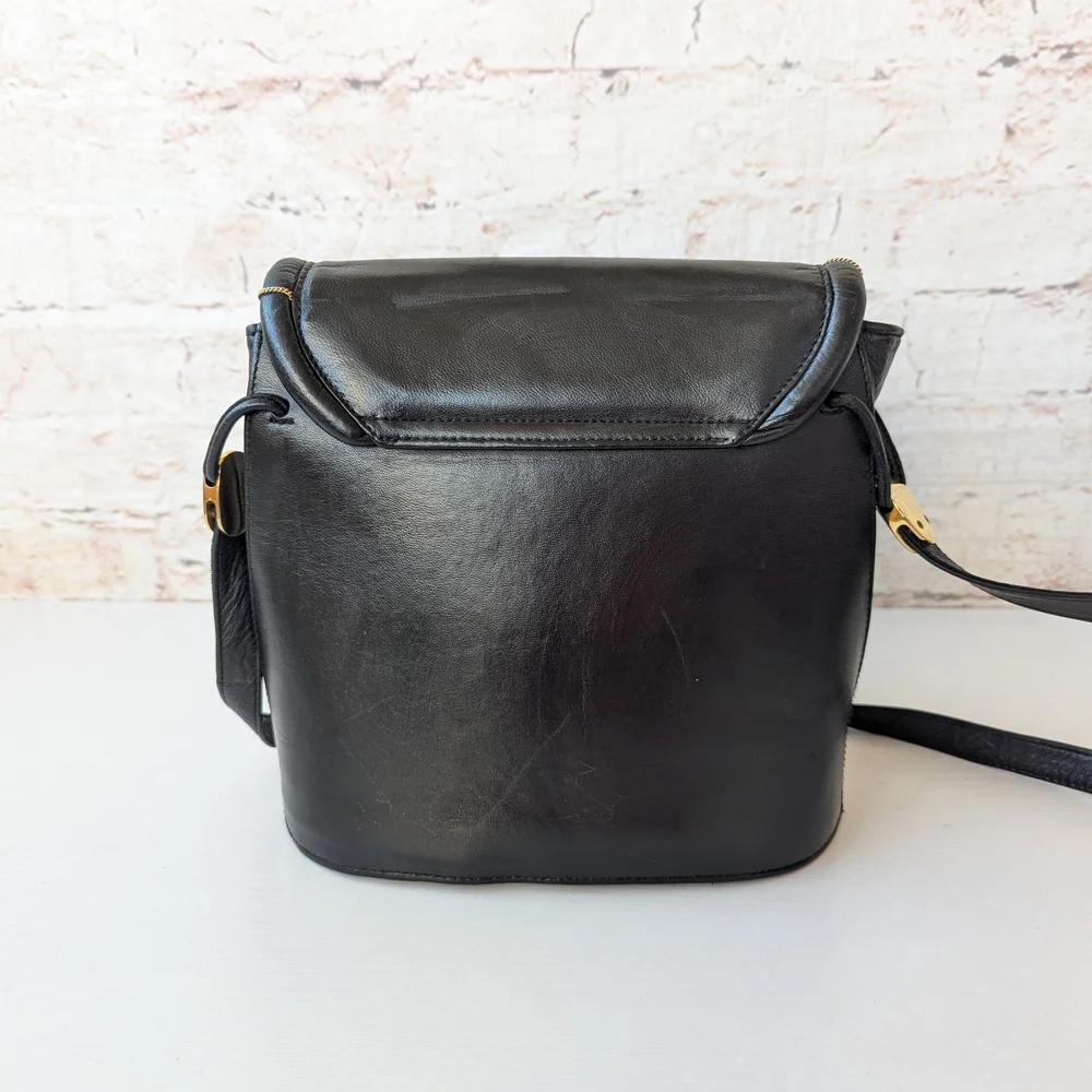 Stuart Weitzman Black Crossbody Bag with Gold Stitching - Picture 5 of 13